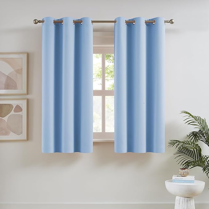 DUALIFE Cerulean Blue Blackout Curtains Light Blue- Baby Blue Room Darkening by DUALIFE