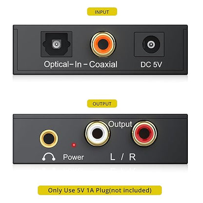 PROZOR 192KHz Digital to Analog Audio Converter, DAC Optical to Analog L/R RCA - Image 3
