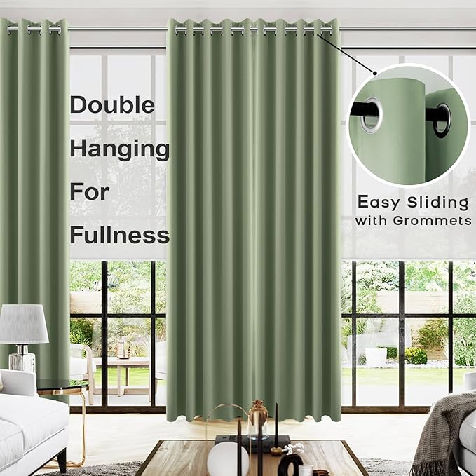 KOUFALL 96 Inch Long Curtains 2 Panel Set, 72 Inch Wide x 96 Inch Length - Image 2