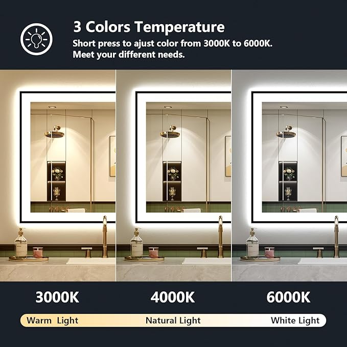 YEELAIT 32x36 Inch LED Bathroom Mirror - Image 5