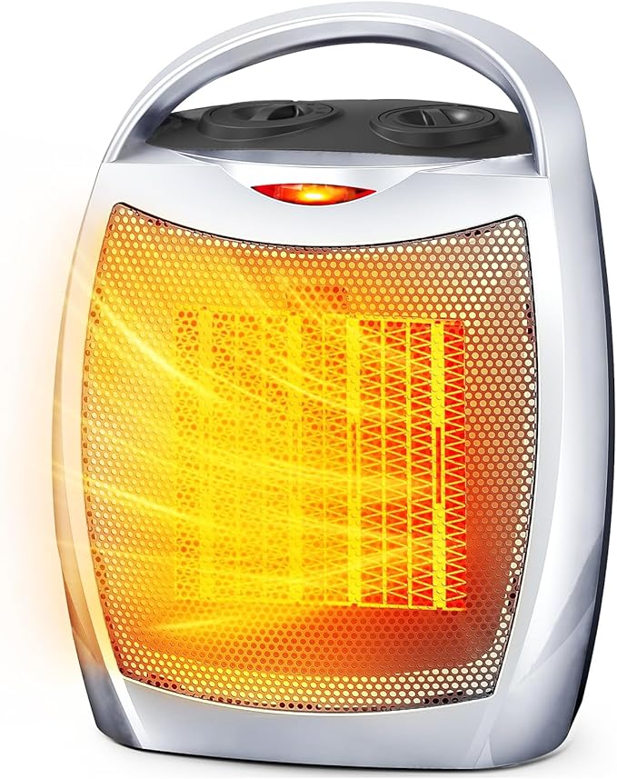 Portable Ceramic Space Heater w/Thermostat, 1500W Indoor Electric Space Heater by Electactic