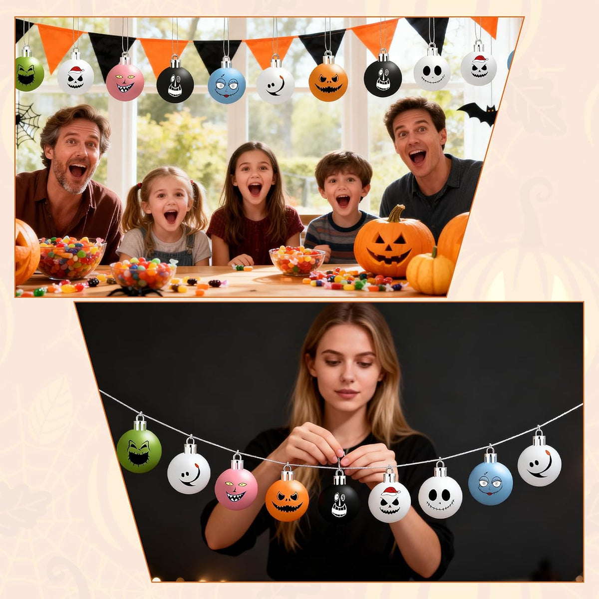 24PCS Nightmare Halloween Christmas Ornaments Balls for Tree 2.36in