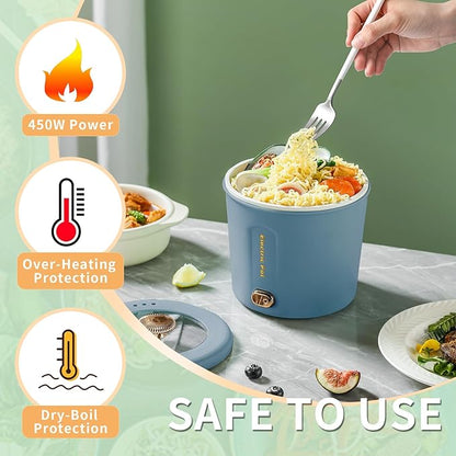 Hot Pot Electric, 1L Mini Ramen Cooker, 450W Rapid Noodles Cooker, Portable Pots - Image 5