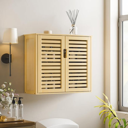 HITNET Bathroom Wall Cabinet, Medicine Cabinet Over The Toilet, Bamboo Hanging - Image 4