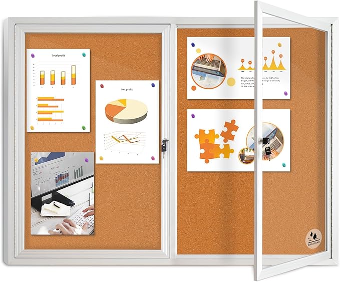 Lockable Outdoor Enclosed Bulletin Board, Weatherproof Cork Noticeboard by EnclosedBulletinBoard