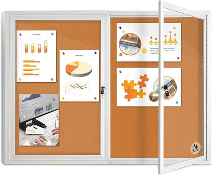 Lockable Outdoor Enclosed Bulletin Board, Weatherproof Cork Noticeboard by EnclosedBulletinBoard