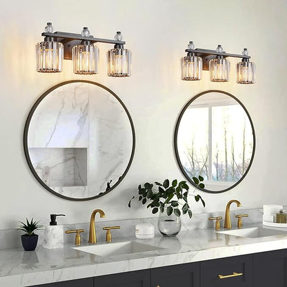 FDPBY Bathroom Vanity Lights 3-Light Sand Black Modern Crystal Vanity Light - Image 6