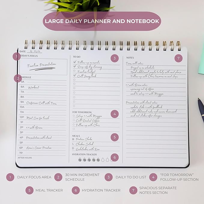 | Durable & Sleek | Undated Daily and Weekly Planner | 8.25" x 11.75" | To Do - Image 2