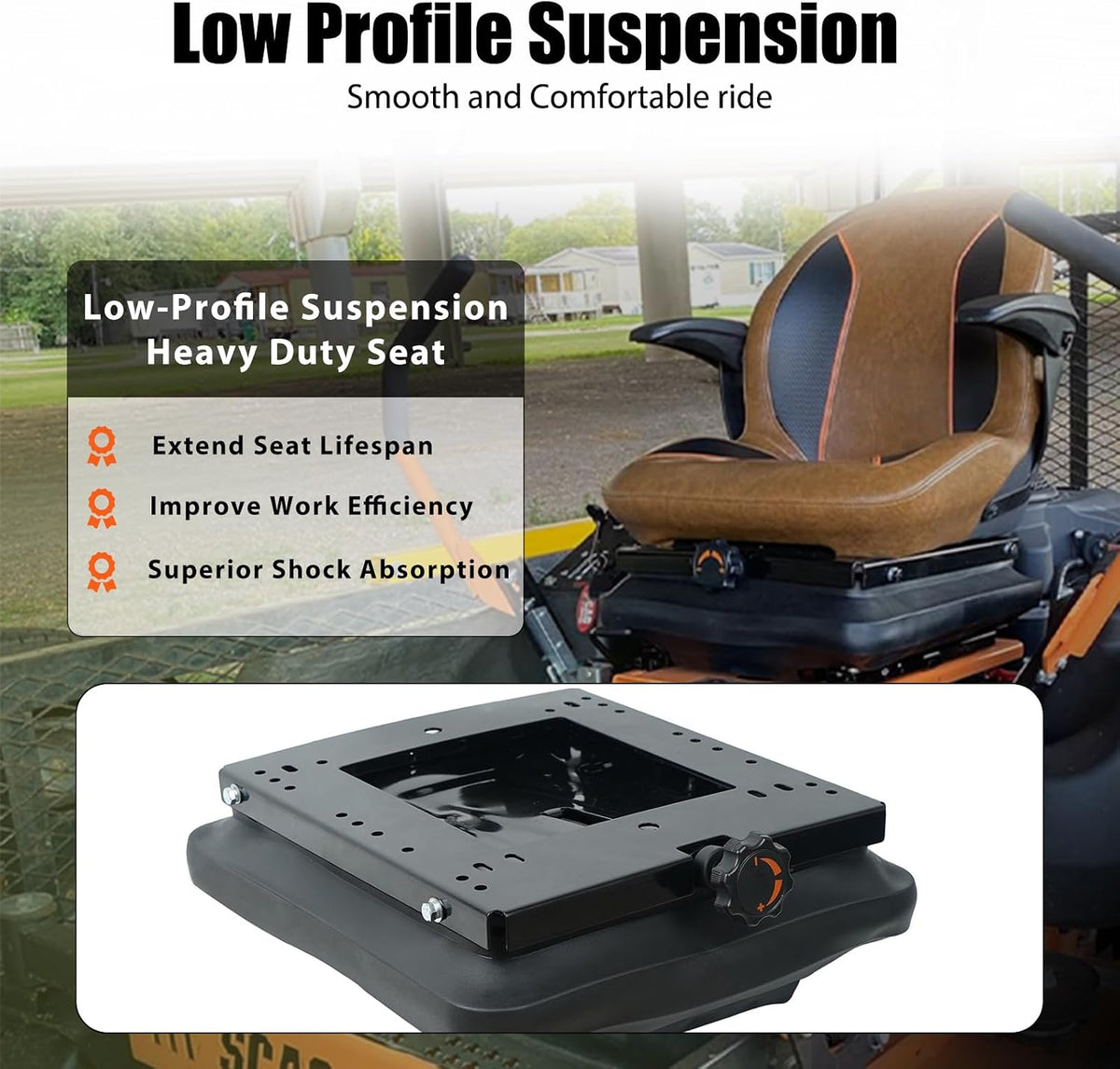 Suspension Kit with Slider Track for Zero Turn Lawn Mower Tractor Forklift, C...