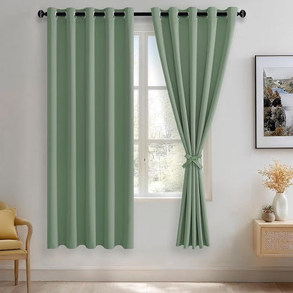 JIUZHEN Light Sage Blackout Curtains by JIUZHEN