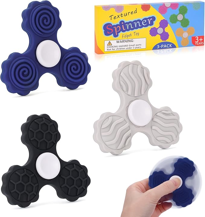 3 PCS Silicone Fidget Spinners, Sensory Toys by Dalycro