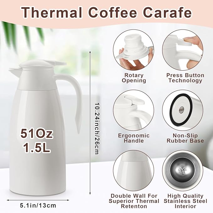 Norme 2 Pcs Thermal Coffee Carafe Insulated Stainless Steel Coffee Carafe - Image 2