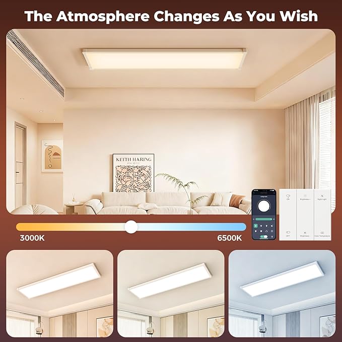 AIKVSXER 1 Pack 1x4 FT LED Flat Panel Light Surface Mount, - Image 5