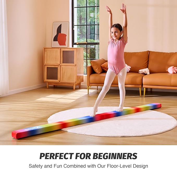 ZELUS 8' Folding Gymnastics Balance Beam, Floor Balance Beam w/Carry Handles - Image 5