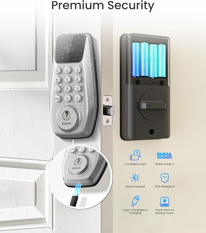 DESLOC C100 Plus Built-in WiFi Smart Lock, Keyless Entry Door Lock - Image 7