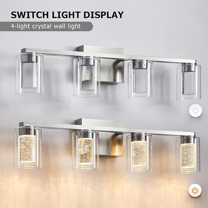 SADENICEL 4-Light Bathroom Light Fixtures, Brushed Nickel, Dimmable LED - Image 3