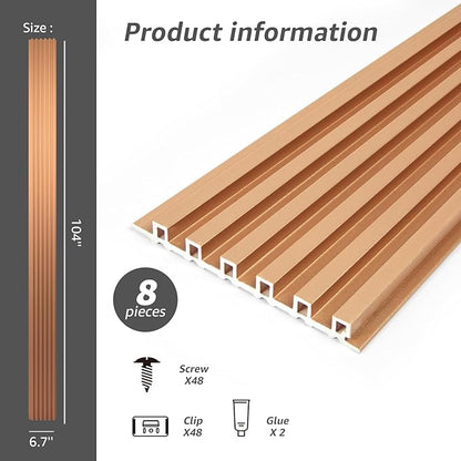 Art3dwallpanels Slat Wall Paneling, 4 Pack Glossy Metal Finish WPC Soundproof - Image 6