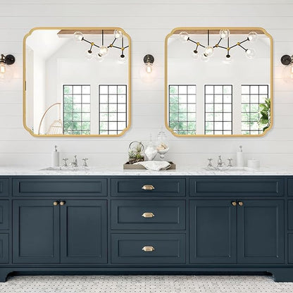 Gold Bathroom Mirror for Wall 36" x 36" Square Bathroom Vanity Mirror Farmhouse - Image 2