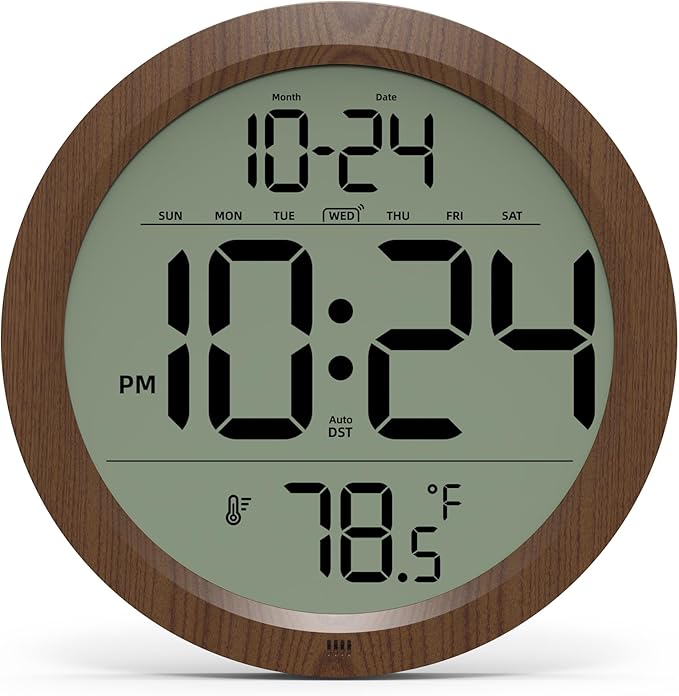 Digital Wall Clock with Date, Indoor Temperature, Battery-Operated Digital Clock by DigitalClocks