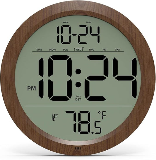 Digital Wall Clock with Date, Indoor Temperature, Battery-Operated Digital Clock by DigitalClocks