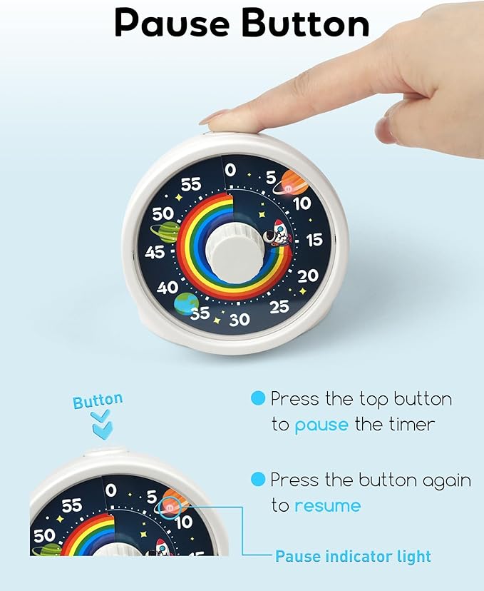 BellMan Visual Timer with Pause Button, 60 Minute Countdown Rainbow Timer - Image 3