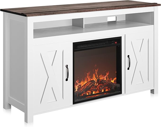 BELLEZE Modern 48" Barn Door Wood TV Stand by BELLEZE