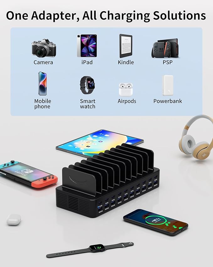 270W Charging Station for Multiple Devices, 20-Port USB Fast Charging Station - Image 3