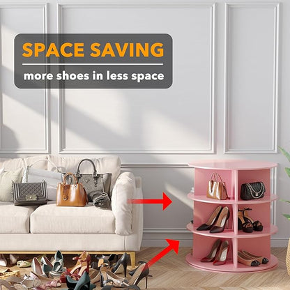 SpaceAid 3 Tier Rotating Shoe Rack Tower, Spinning Shoe Display Lazy Susan - Image 3