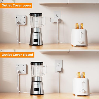 TESSAN Outlet Cover with Extra Outlet on Plug, Surge Protector Power Strip with - Image 5