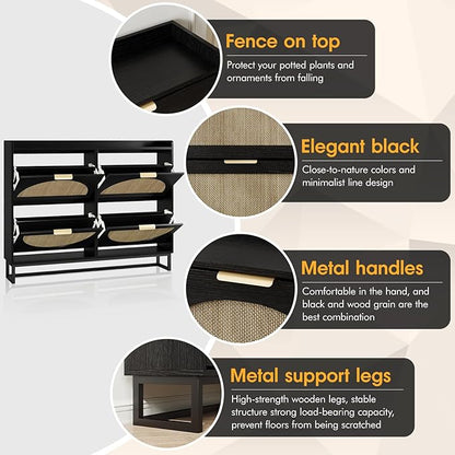Maupvit Large Rattan Shoe Storage Cabinet - Image 4