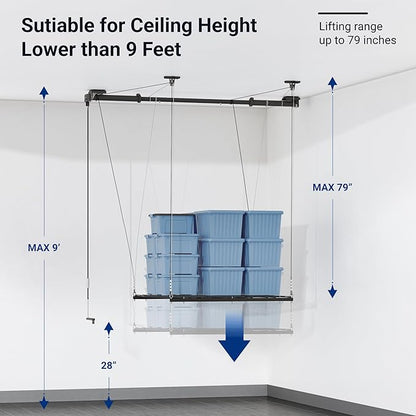 FLEXIMOUNTS GL1 Overhead Garage Lifting Storage Rack, 4x4 Ft Heavy-Duty Metal - Image 5