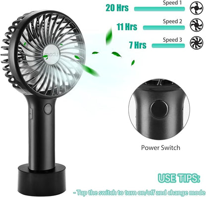 Miady 2-Pack Upgraded 5000mAh Portable Handheld Fan 3 Speed Mini USB Strong - Image 2
