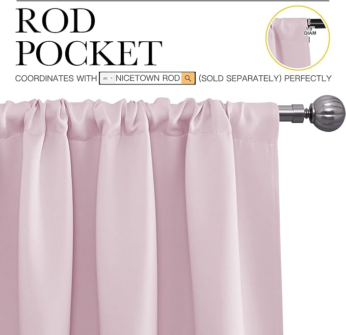 NICETOWN Bedroom Curtains, Room Darkening Draperies Window Curtain Panels - Image 3