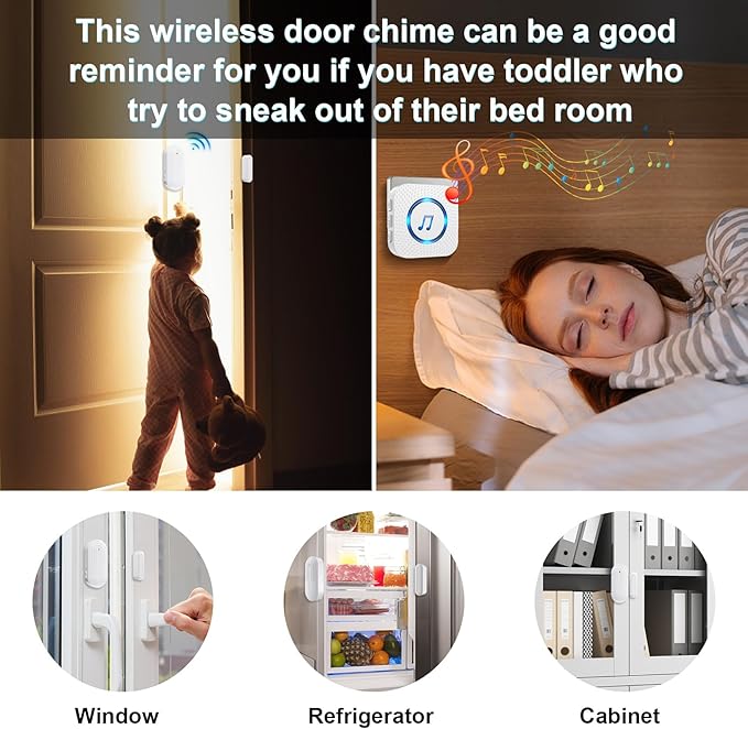 SanJie Door Chime, Door Open Contact Sensor Alarm - Image 3