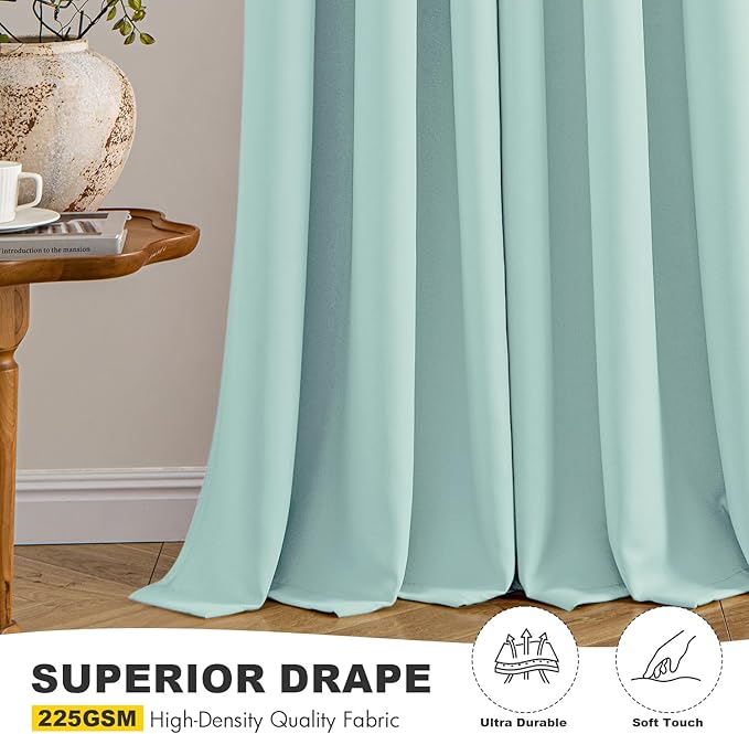 MIULEE Aqua Blackout Curtains for Bedroom Living Room 72 Inches Long 2 Panels - Image 5