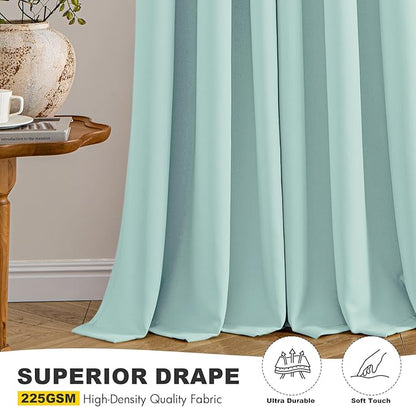 MIULEE Aqua Blackout Curtains for Bedroom Living Room 54 Inches Long 2 Panels - Image 5