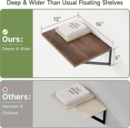 Heimlove 12 Inch Deep Floating Shelves - Image 3