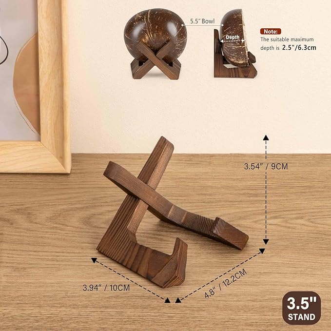 ANBOXIT Bowl Stands for Display, 3.5 Inch Plate Holder, Wooden Easel Frame - Image 4