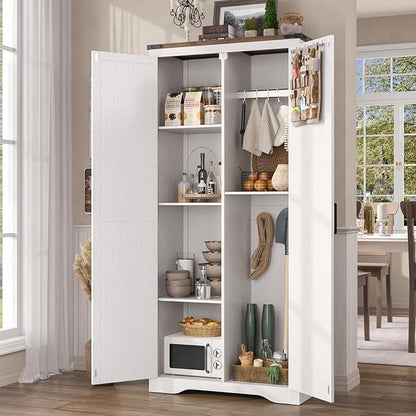 69" Tall Storage Cabinet with Adjustable Shelves, Farmhouse Pantry Organize - Image 4