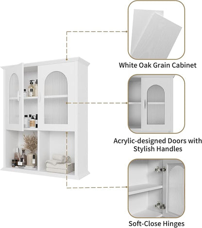 CJL Bathroom Wall Cabinet with Fluted Door, 23.6'' x 29.5'' Medicine Cabinet - Image 6