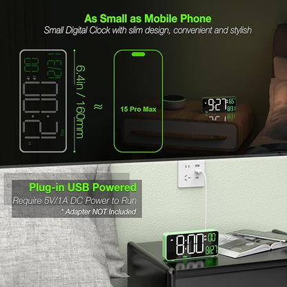 KOSUMOSU Digital Clock for Bedroom, 6.7in Desk Clock, Auto Dimming, Room - Image 3