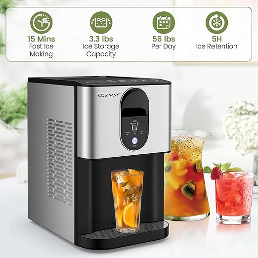 COSTWAY Self Dispensing Nugget Ice Maker Countertop, 56 Lbs/24H Soft Chewable - Image 4