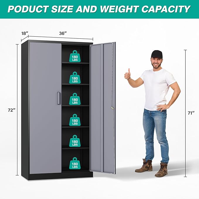 SISESOL Wide & Deep Metal Storage Cabinet - Image 3