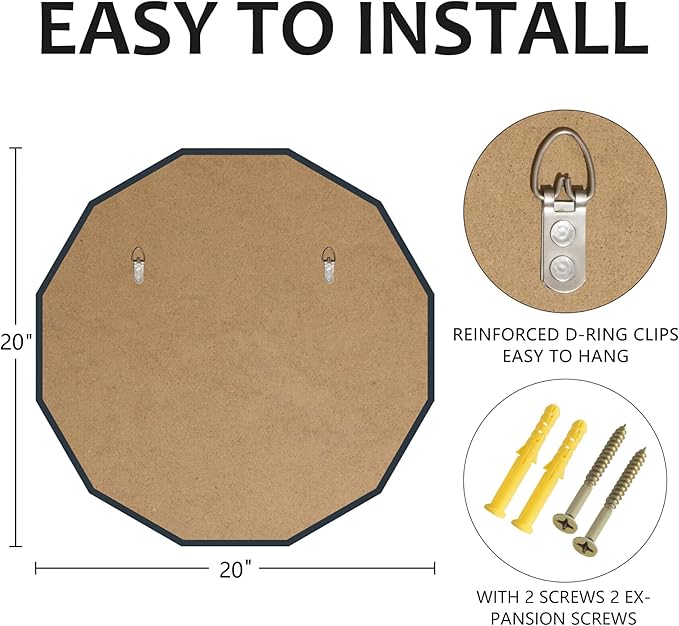 Bathroom Mirrors for Over Sink, Round Frameless Mirrors for Wall, 20x20 Inch - Image 5