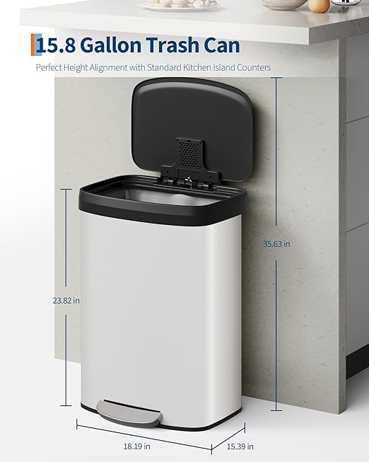 Garvee 16 gal / 60 L Metal Trash Can - Image 2