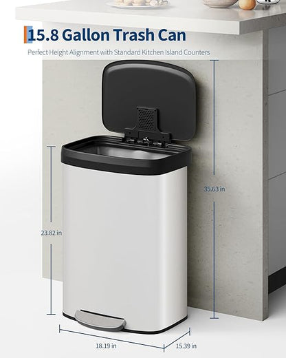 Garvee 16 gal / 60 L Metal Trash Can - Image 2