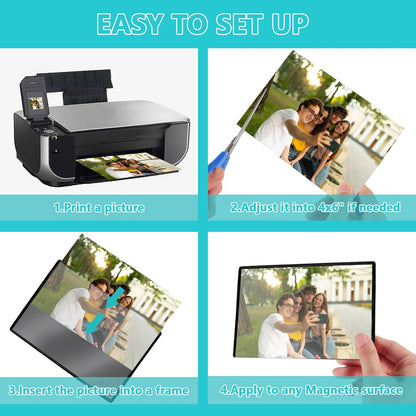 Sloworld Magnetic Picture Frame, 10 Pack Magnet Photo Frames for Refrigerator 4"x6" Reusable Fridge Photograph Frames for Locker/Whiteboard/Office Cabinet (Black 10 Pack)