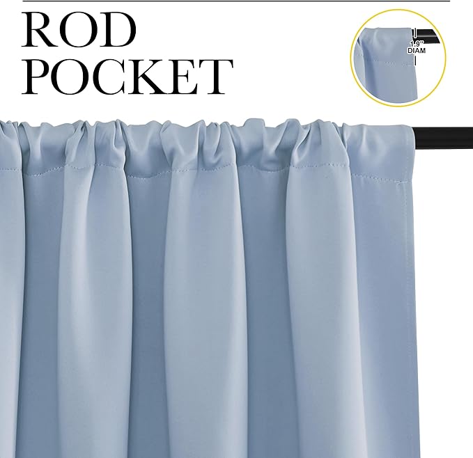 NICETOWN Blackout Curtains for Living Curtains, Vintage Blue, 2 Panels - Image 2