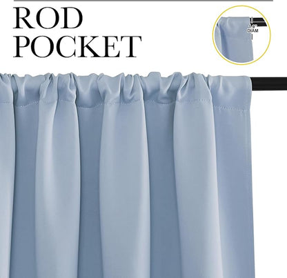NICETOWN Blackout Curtains for Living Curtains, Vintage Blue, 2 Panels - Image 2