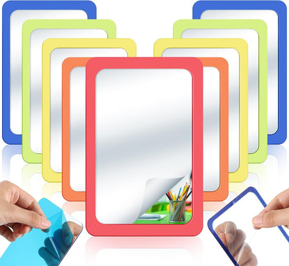 10 Pcs 6x4 Shatter Proof Unbreakable Kids Mirrors, Warm Colors | Unbroken, Child-safe Design, for Nursery School Decor, Classroom Bulletin Board DIY Crafts, Speech Learning, Emotion Control